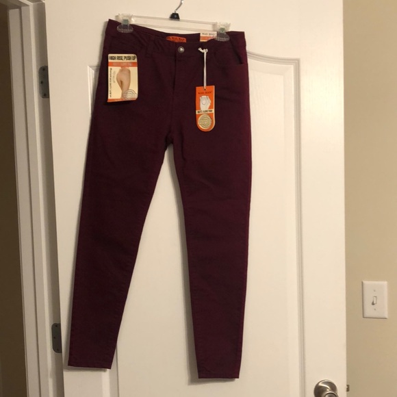 Wax Jean Pants - Wax Jean High Rise Skinny Burgundy Pants